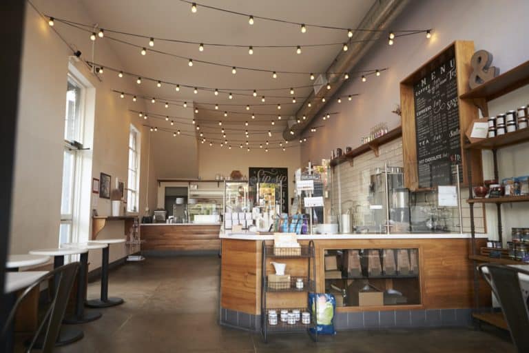 Empty cafe or bar interior, daytime